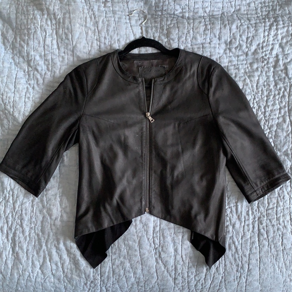 Black Leatherette 3/4 Jacket